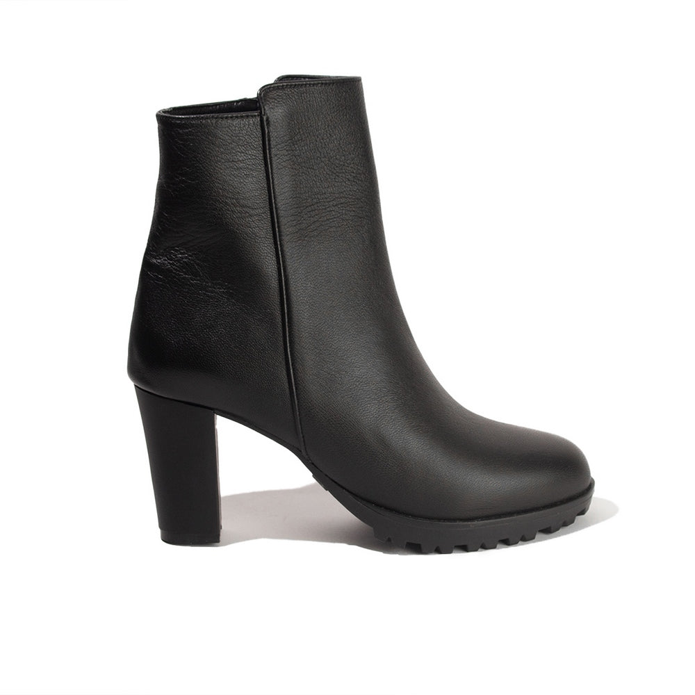 Women Black Leather Half Boot #2642