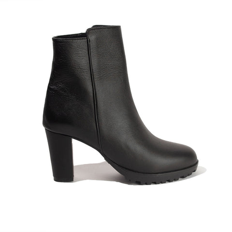 Women Black Leather Half Boot #2642
