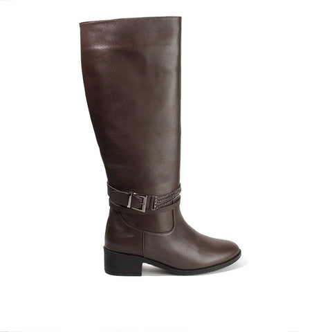 Women Brown Leather Boot #2656