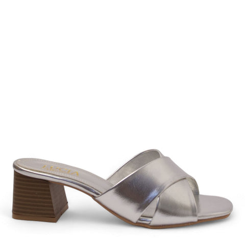 Women Silver Leather Wedges #2699