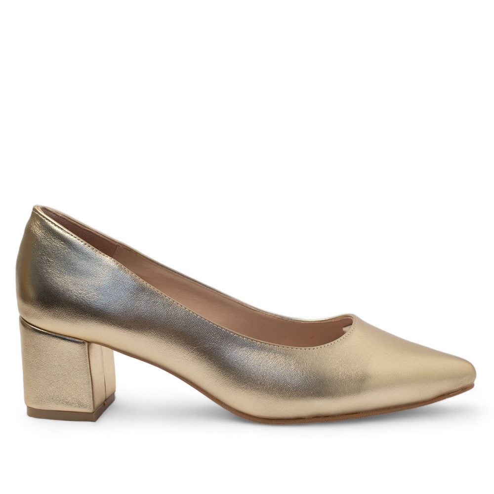 Women Gold Leather Shoes #2718