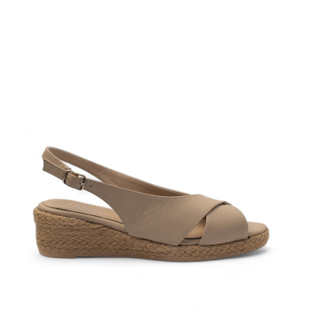 Women Beige Leather Sandal #2724