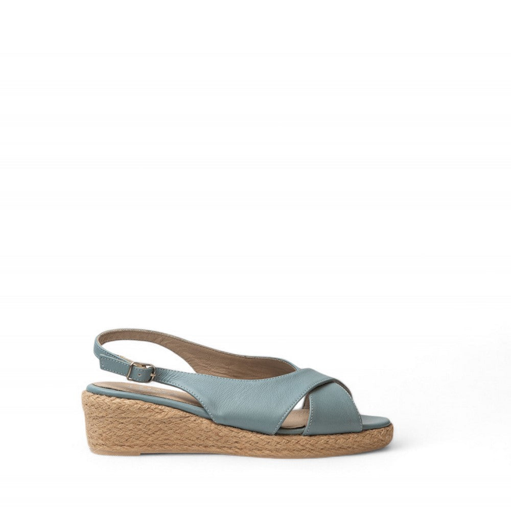 Women Light Blue Leather Sandal #2728