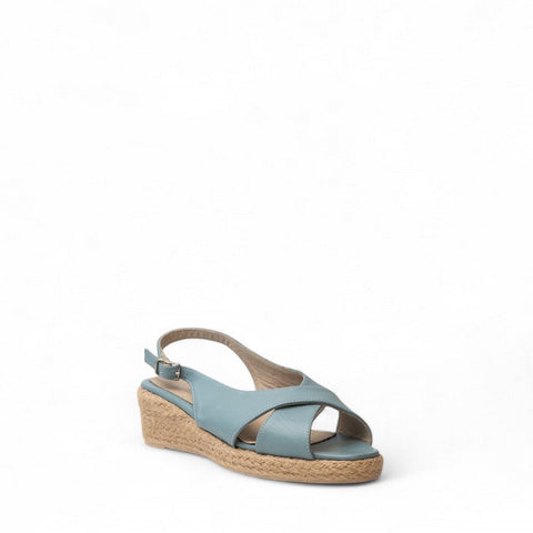 Women Light Blue Leather Sandal #2728