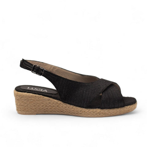 Women Black LINEN Sandal #2729