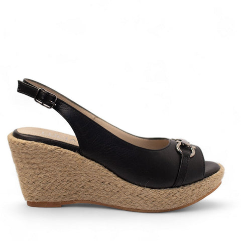 Women Black Leather Sandal #2732