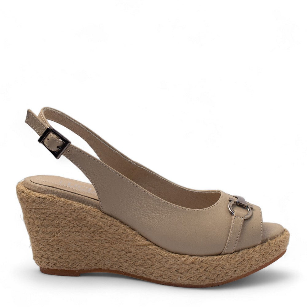 Women Beige Leather Sandal #2736