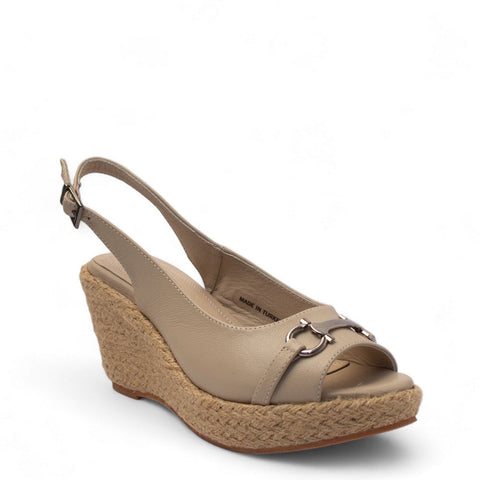 Women Beige Leather Sandal #2736