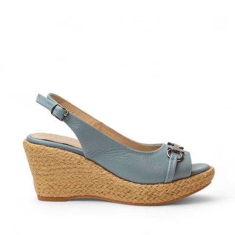 Women Light Blue Leather Sandal #2737