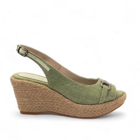 Women Green LINEN Sandal #2744