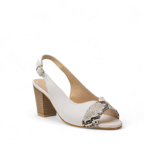Women white Leather Sandal #2756