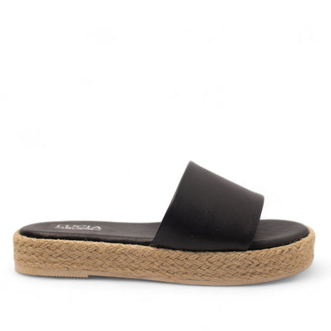 Women Black Leather Slipper #2769