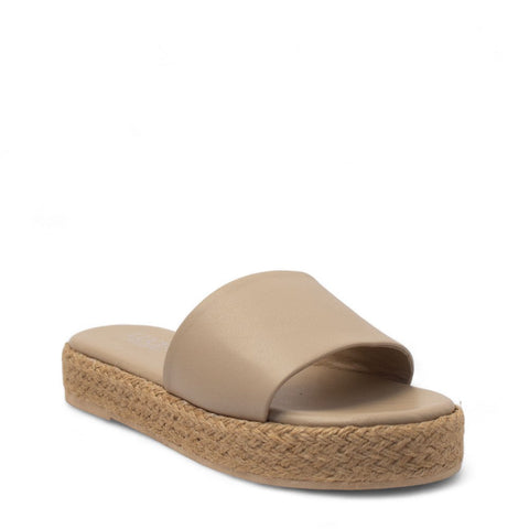 Women Beige Leather Slipper #2772