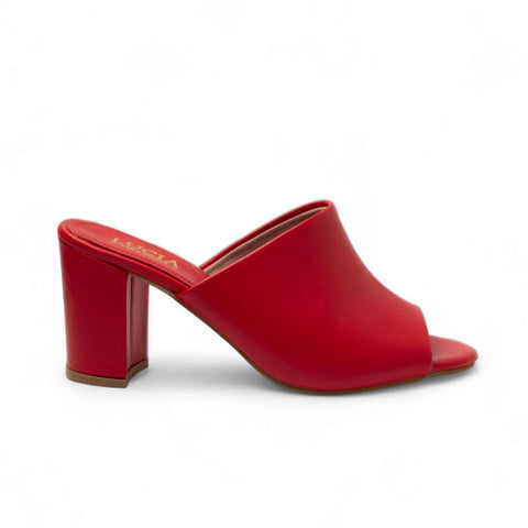 Women Red Leather Heels #2780