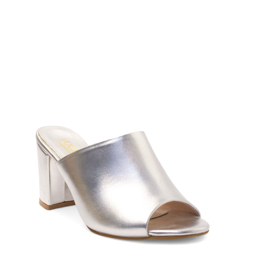 Women Silver Leather Heels #2781