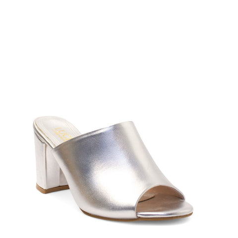 Women Silver Leather Heels #2781