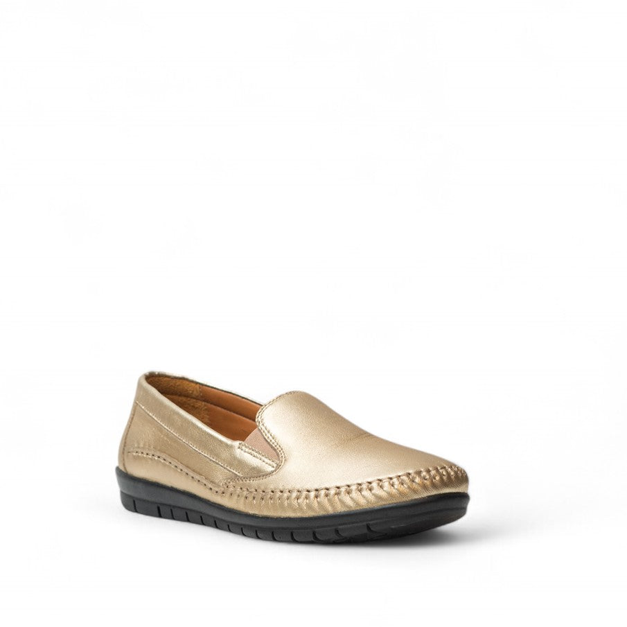 Women Gold Leather Espadrilles #2794