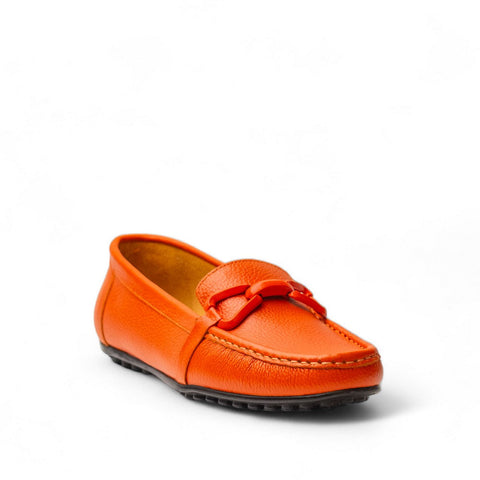 Women Orange Leather Espadrilles #2800