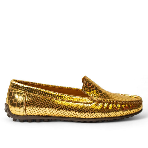 Women Gold Leather Espadrilles #2805