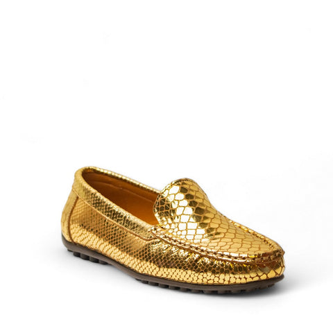 Women Gold Leather Espadrilles #2805