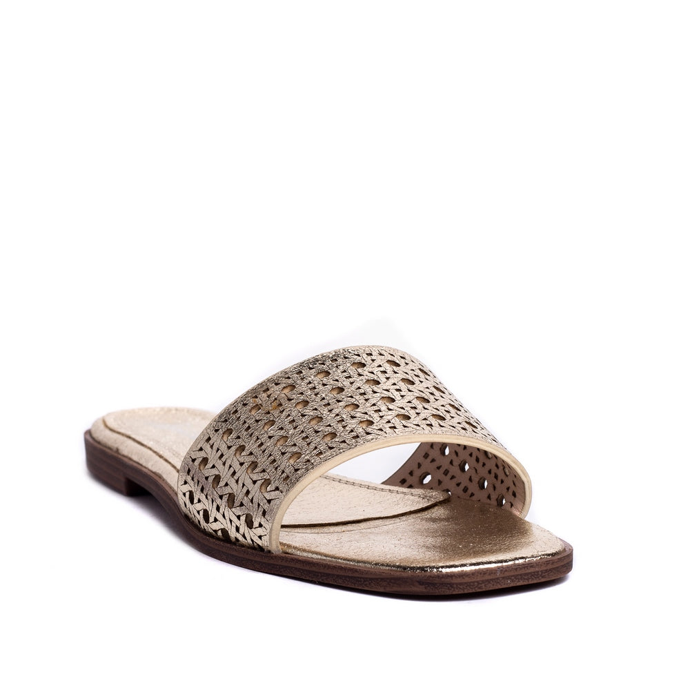 Turkish Women Gold Leather Slipper #0284