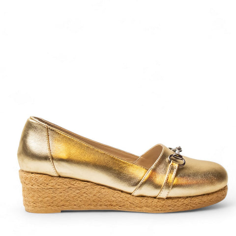 Women Gold Leather Wedges #2920