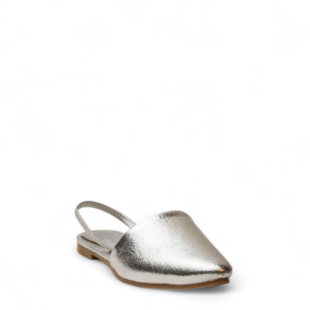 Women Silver Leather Mules #2952