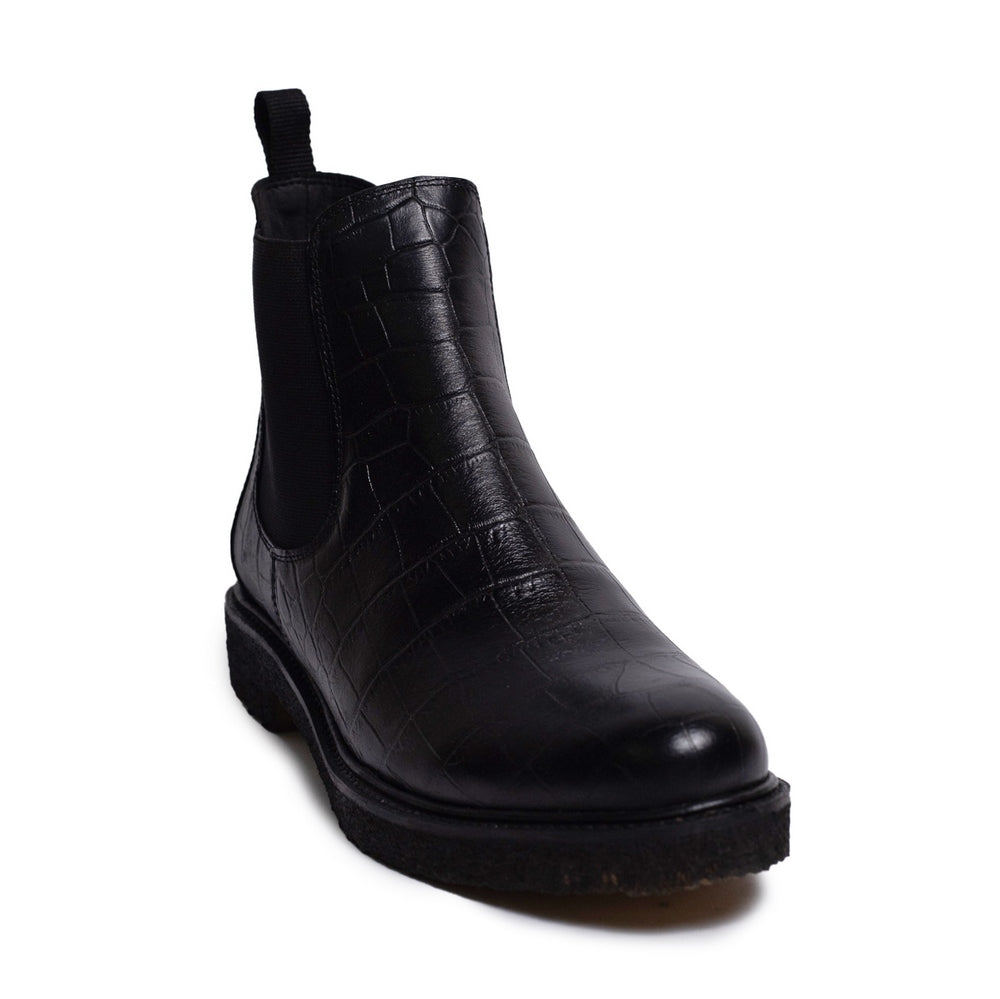 Spanish Women Black Leather Half Boot #0295