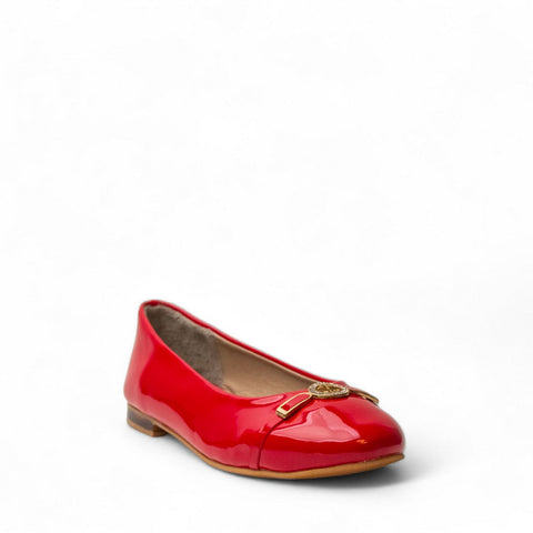 Women Red Vernis Leather Ballerina #2960