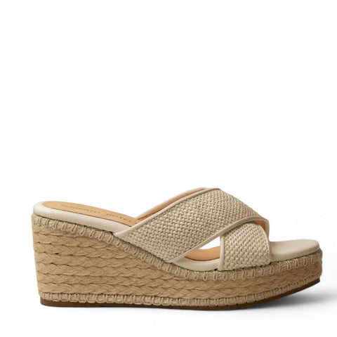 Women white Wicker Wedges #2975