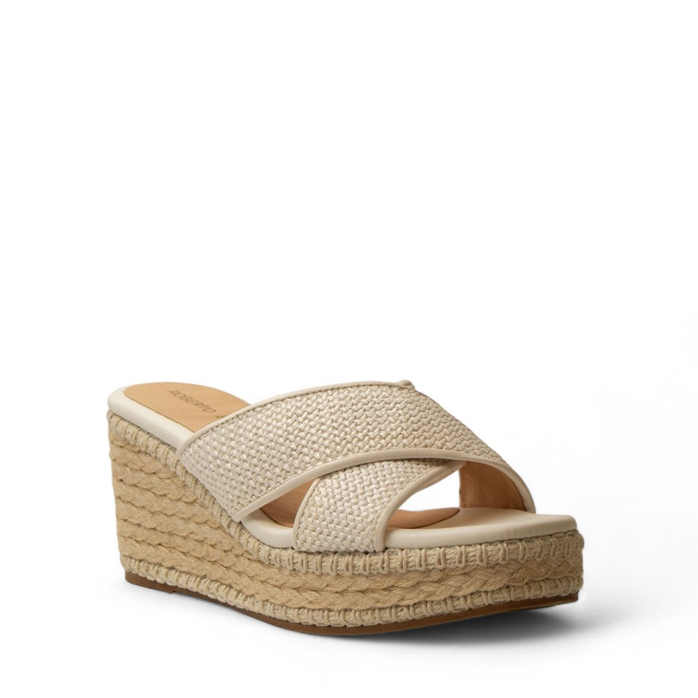 Women white Wicker Wedges #2975