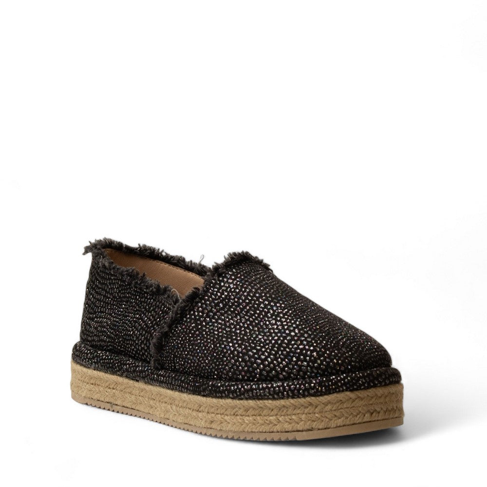 Women Black Cloth Espadrilles #3015