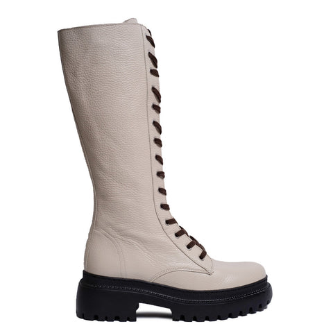 Spanish Women Creamy Leather Boots #0301