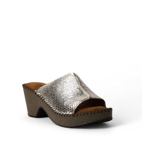 Women Silver Leather Wedges #3035