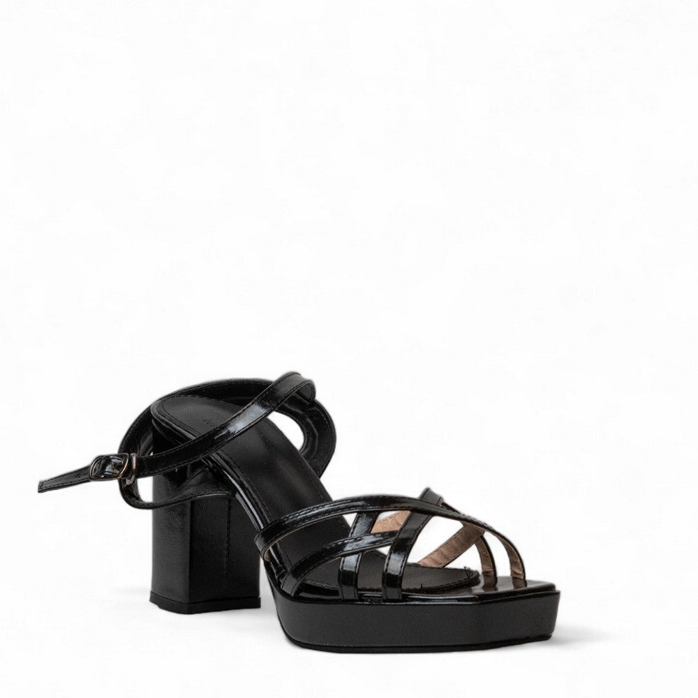 Women Black Leather Soiree Sandals #3061