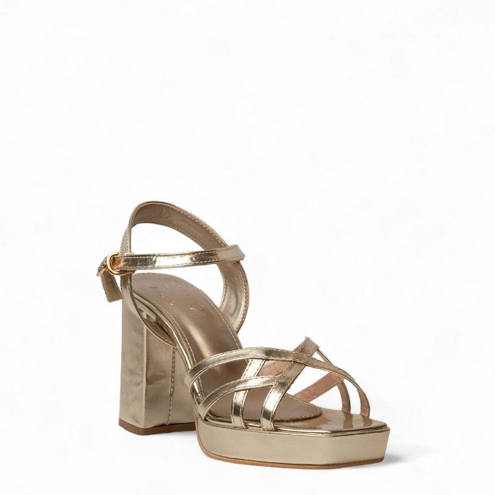 Women Gold Leather Soiree Sandals #3062