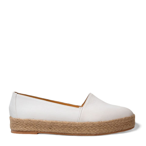 Women white Leather Espadrilles #3070