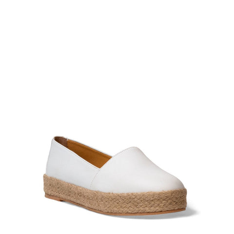 Women white Leather Espadrilles #3070