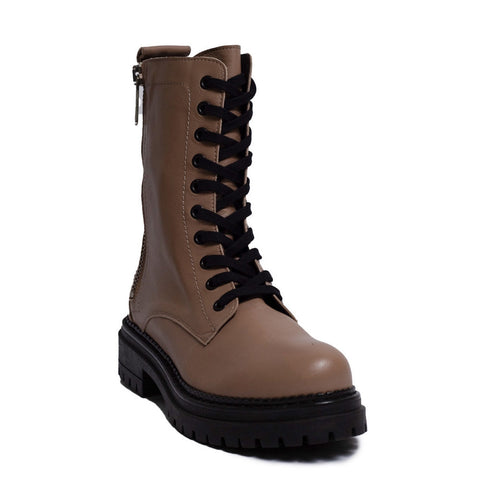 Spanish Women Beige Leather Half Boot #0308