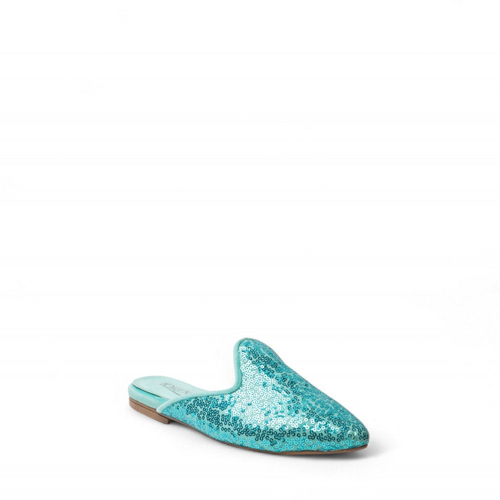 Women Turquoise Glitter Mules #3098