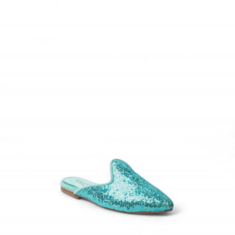 Women Turquoise Glitter Mules #3098