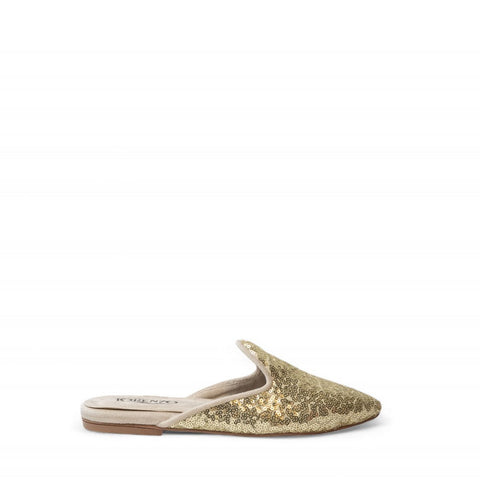 Women Gold Glitter Mules #3102