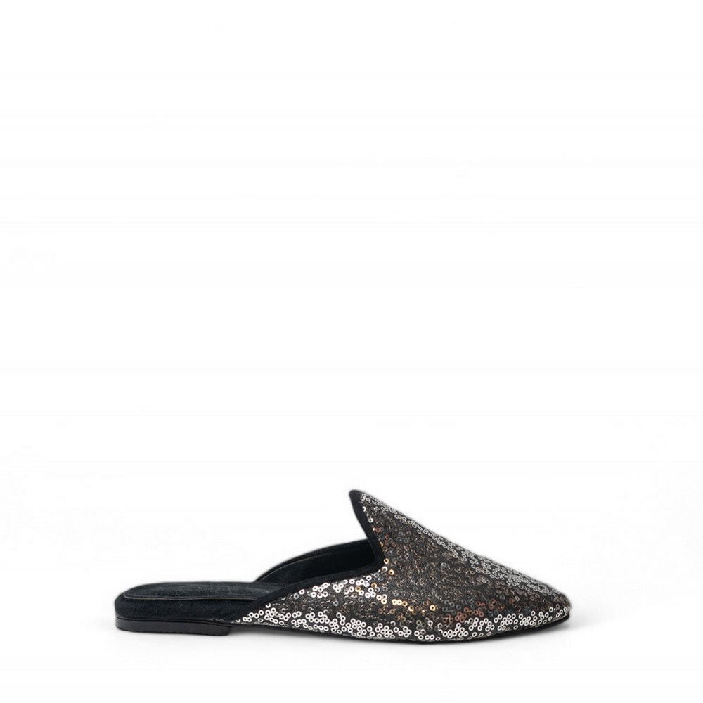 Women Silver Glitter Mules #3103