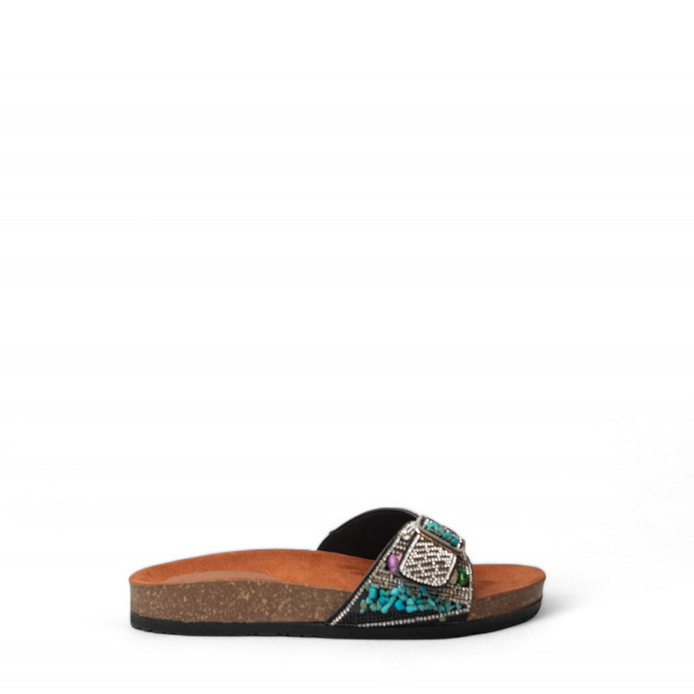 Women Black Leather Slipper #3106