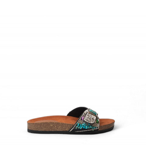 Women Black Leather Slipper #3106