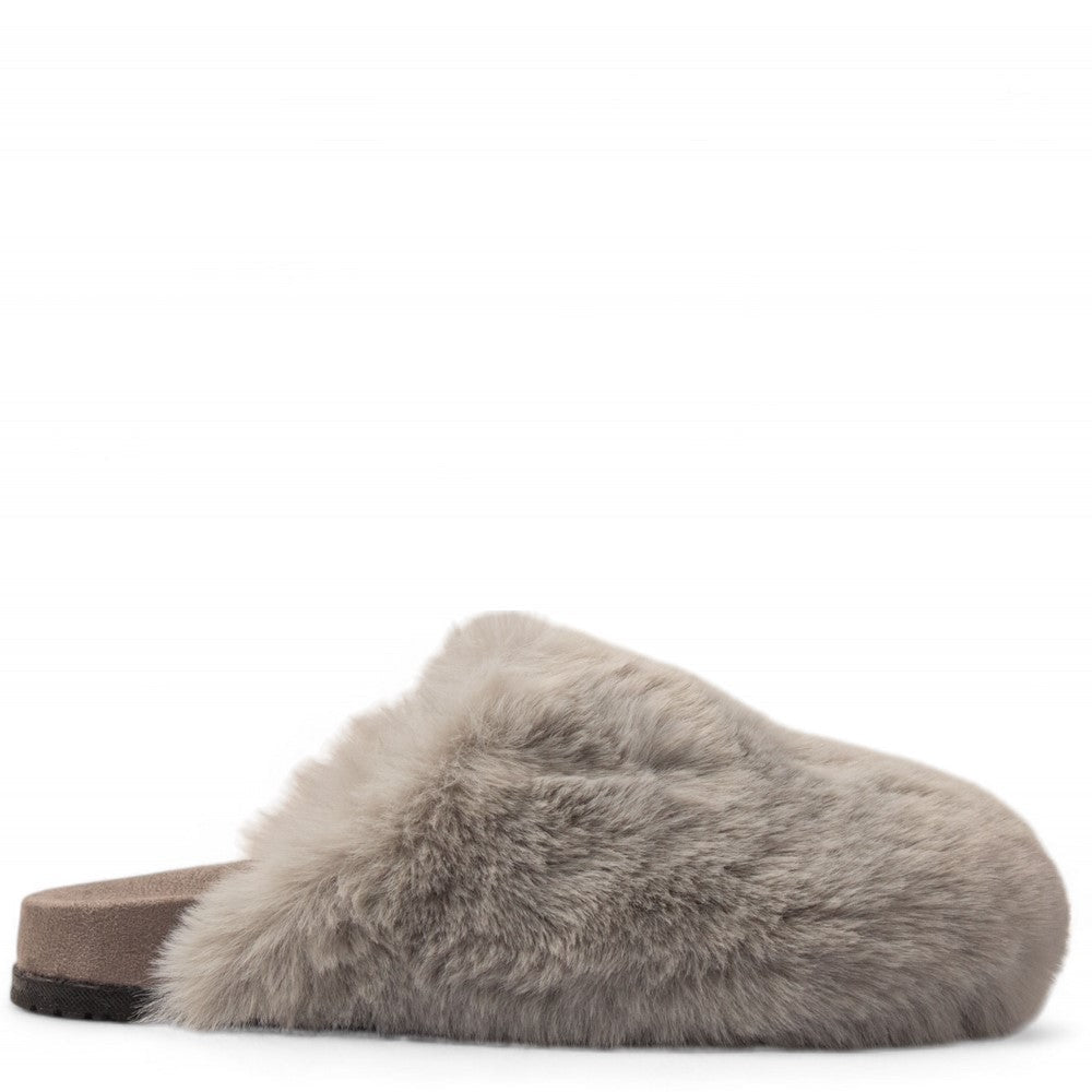 Women Grey Fur Slipper #3142