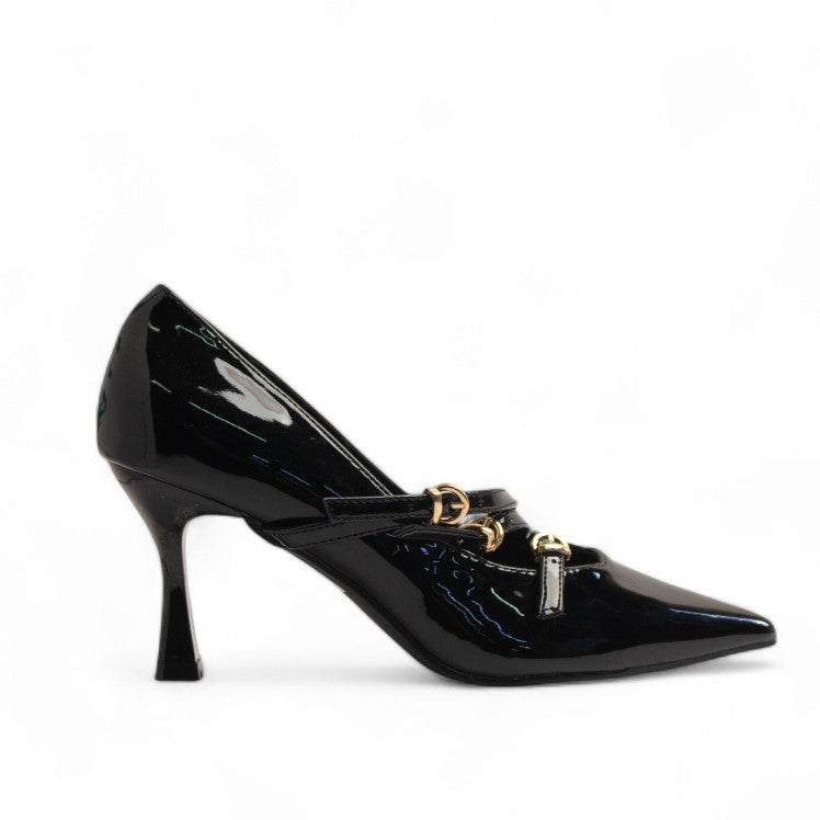 Europeon Union Women Black Vernis Leather Soiree #3153
