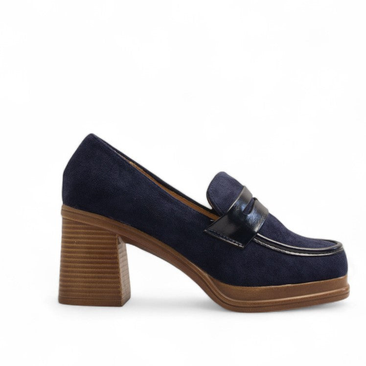 Europeon Union Women DarkBlue Leather X Chamois Shoes #3165