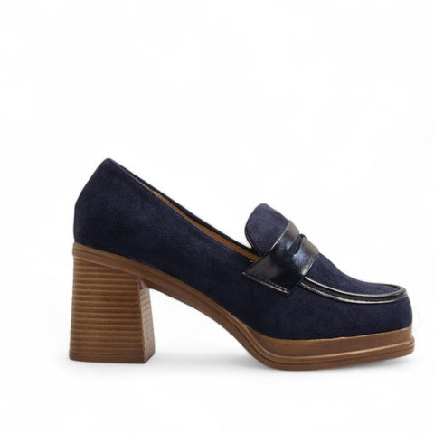 Europeon Union Women DarkBlue Leather X Chamois Shoes #3165