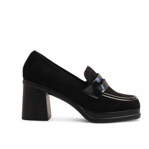 Europeon Union Women Black Leather X Chamois Shoes #3166